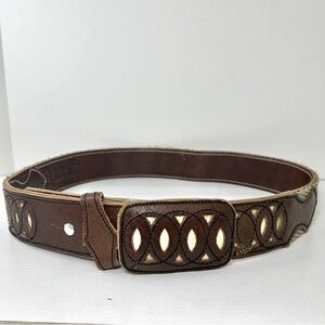 Murillo Belts Brown Leather Lattice Design Size 38